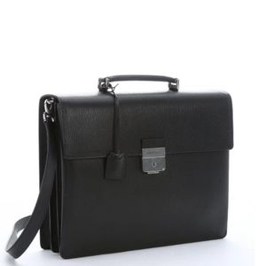 Salvatore Ferragamo Black Textured Calfskin 'revival' Accordion Briefcase